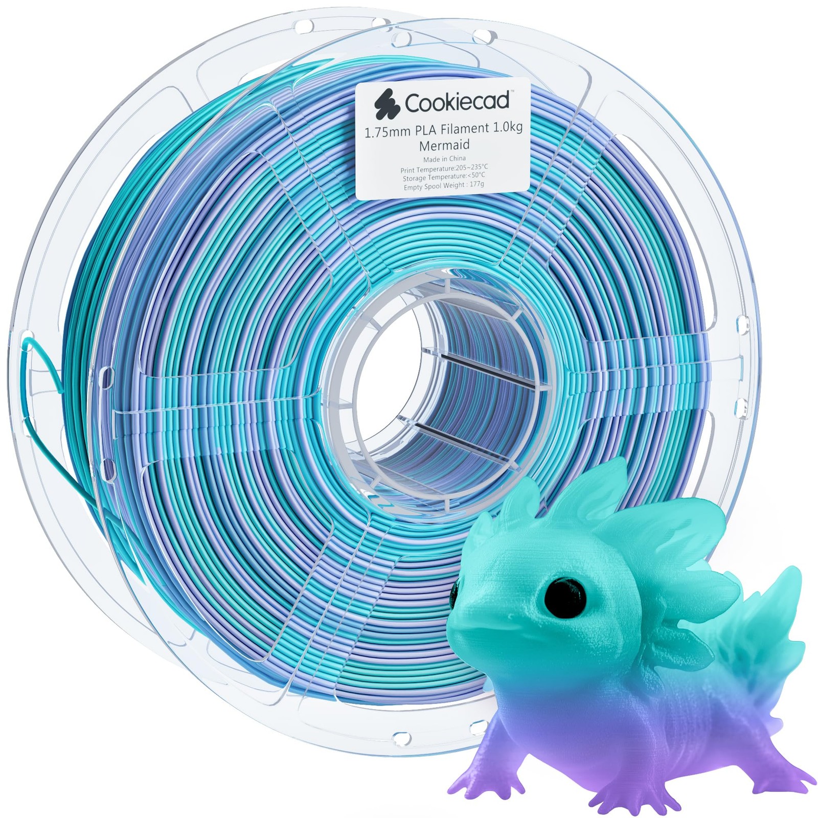 Cookiecad PLA Filament Rainbow Gradient, Mermaid, 1.75mm 1kg