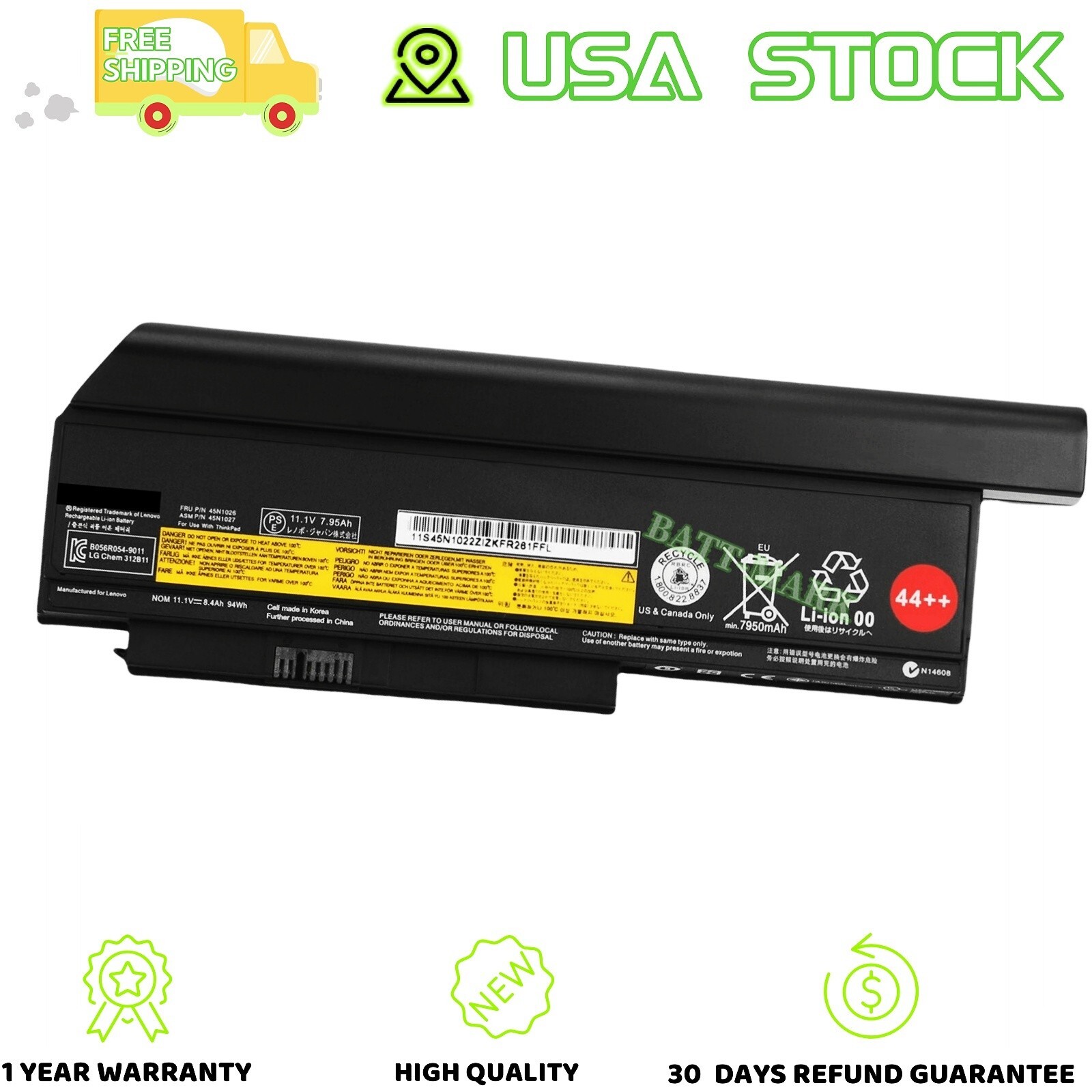 GENUINE  9 Cell 44++ X230 X220 Battery for lenovo ThinkPad X220i  X230i Series