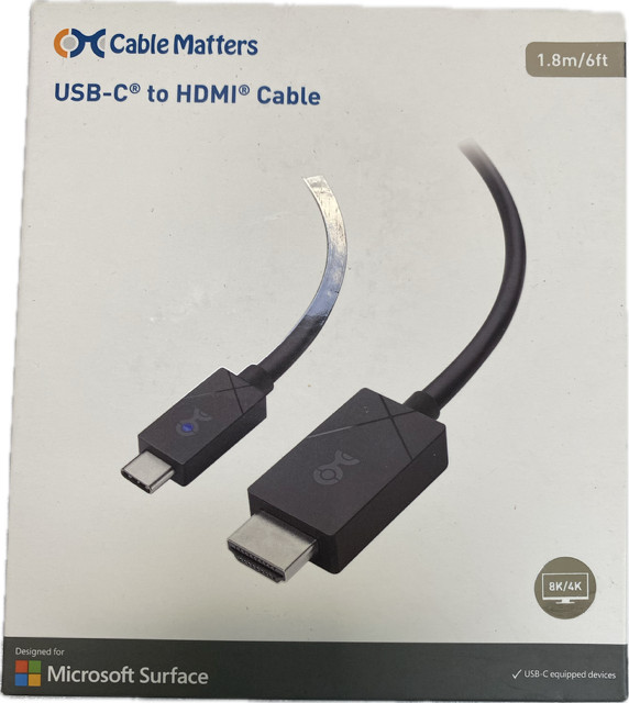 Cable Matters USB-C to HDMI Cable 1.8m 6ft for Microsoft Surface Model: 201562