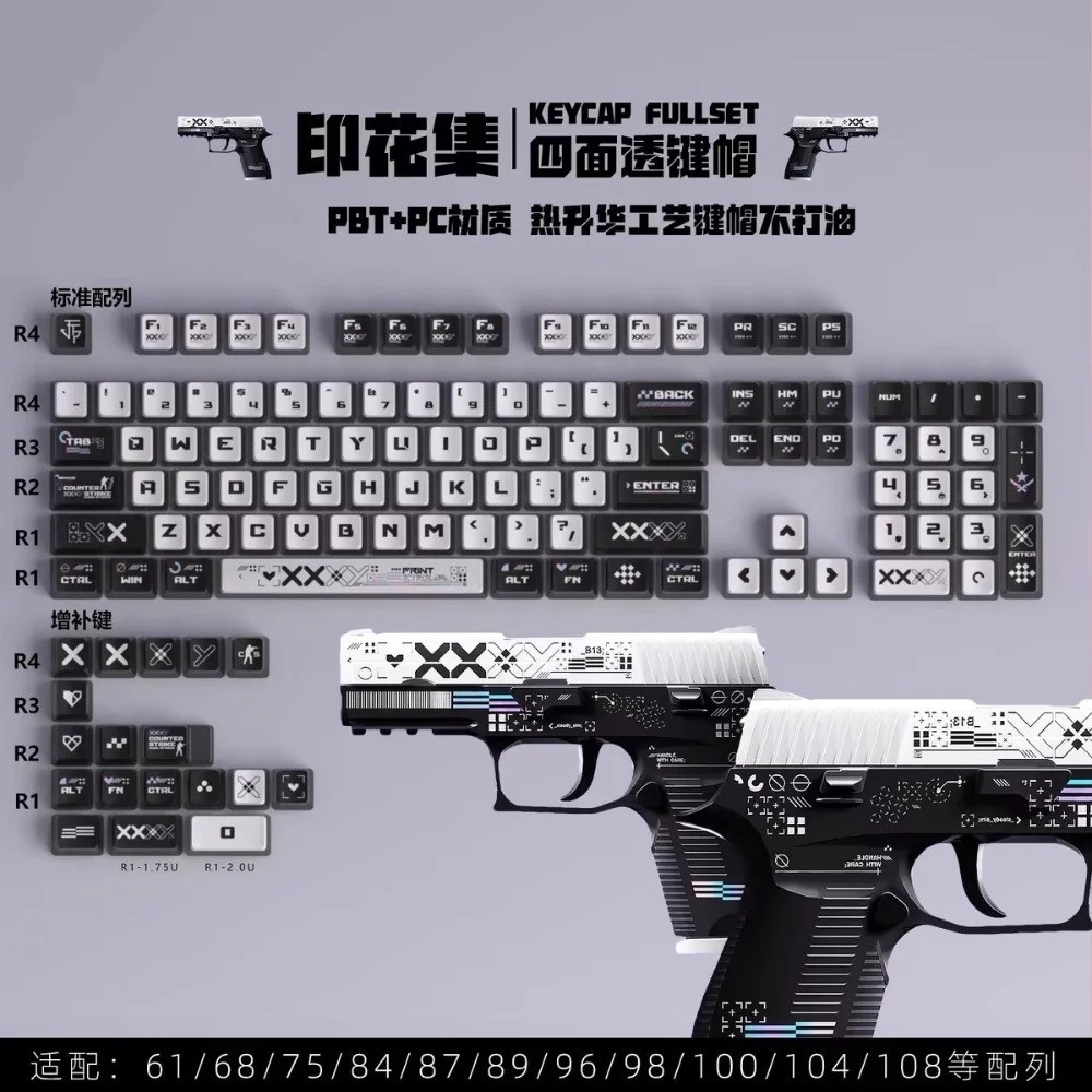 125 Keys PBT PC Translucent Pudding Keycaps Set for MX Mechanical Keyboards New