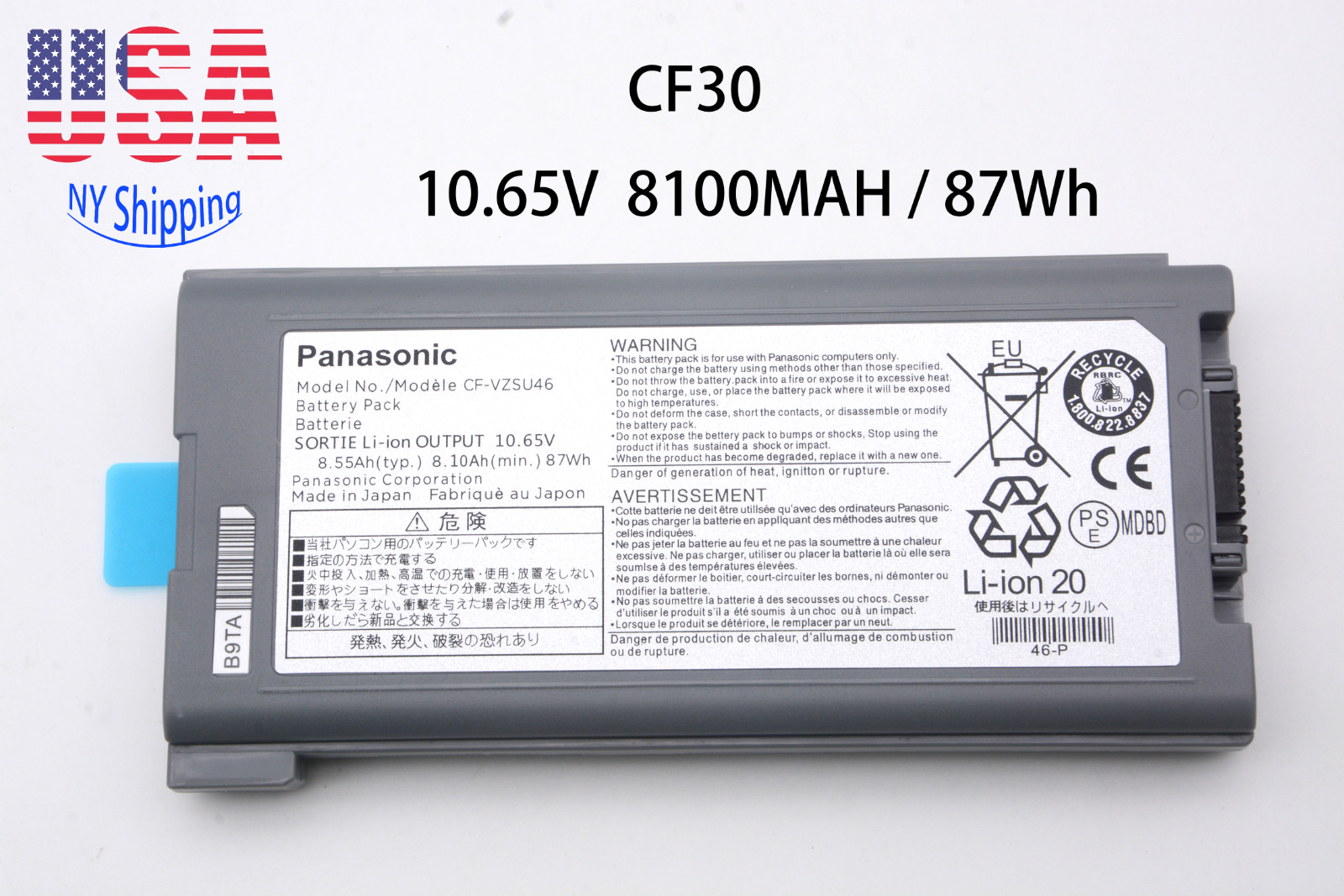 NEW Genuine 87Wh Panasonic Battery Toughbook CF-53 CF-VZSU46 CF-VZSU46S CF-30/31