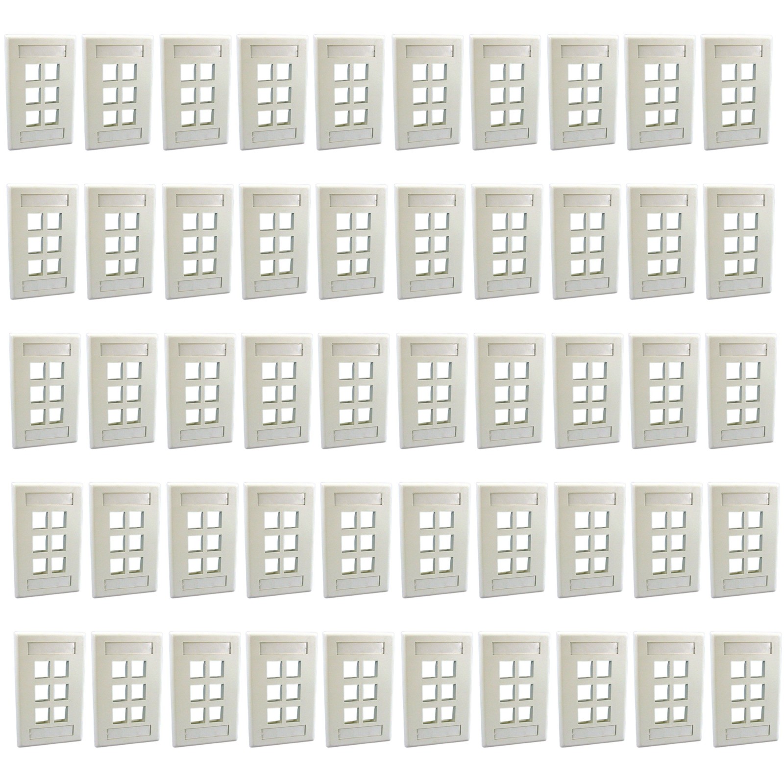 Leviton 42080-6WS White 1-Gang 6-Port Quickport Data Wallplate Covers 50-pack
