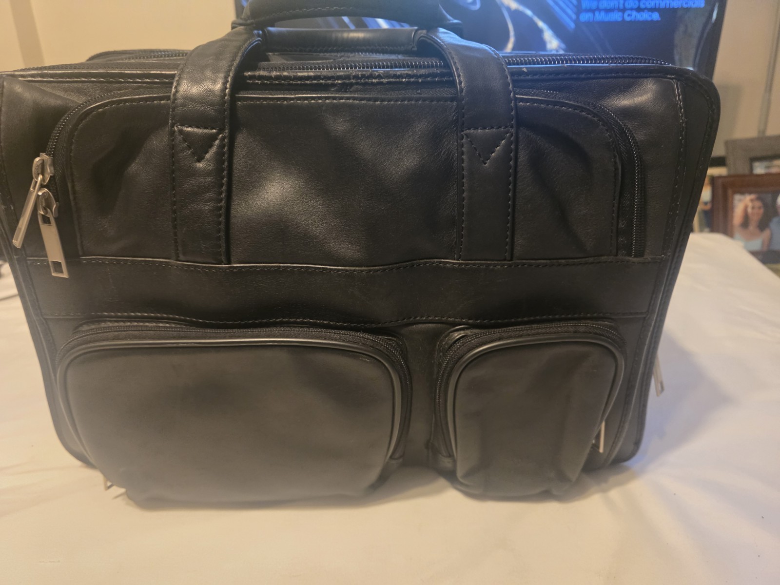 VTG HERITAGE BLACK LEATHER BRIEFCASE MESSENGER BAG LAPTOP CASE TRAVEL ORGANIZER