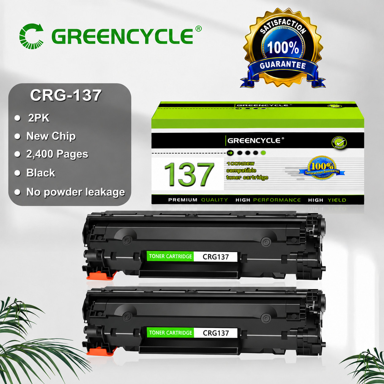 2PK CRG137 Canon 137 Black Toner Cartridge MF232w MF249dw LBP151dw 9435B001AA