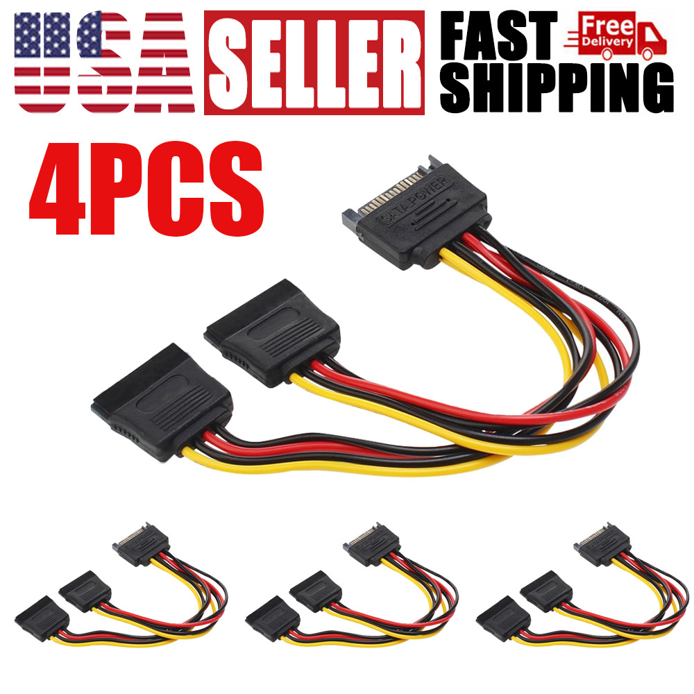 SATA Power Y-Splitter Cable 15-pin Male to Female Adapter for SSD HDD Hard Drive