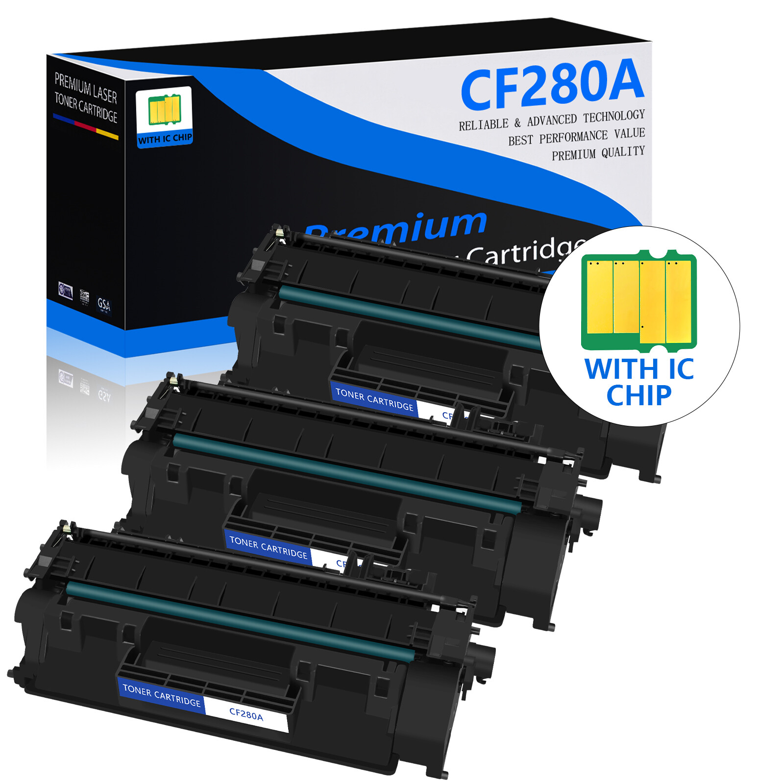 3PK CF280A 80A Toner Cartridge for HP LaserJet Pro 400 M401dn M401n MFP M425dn