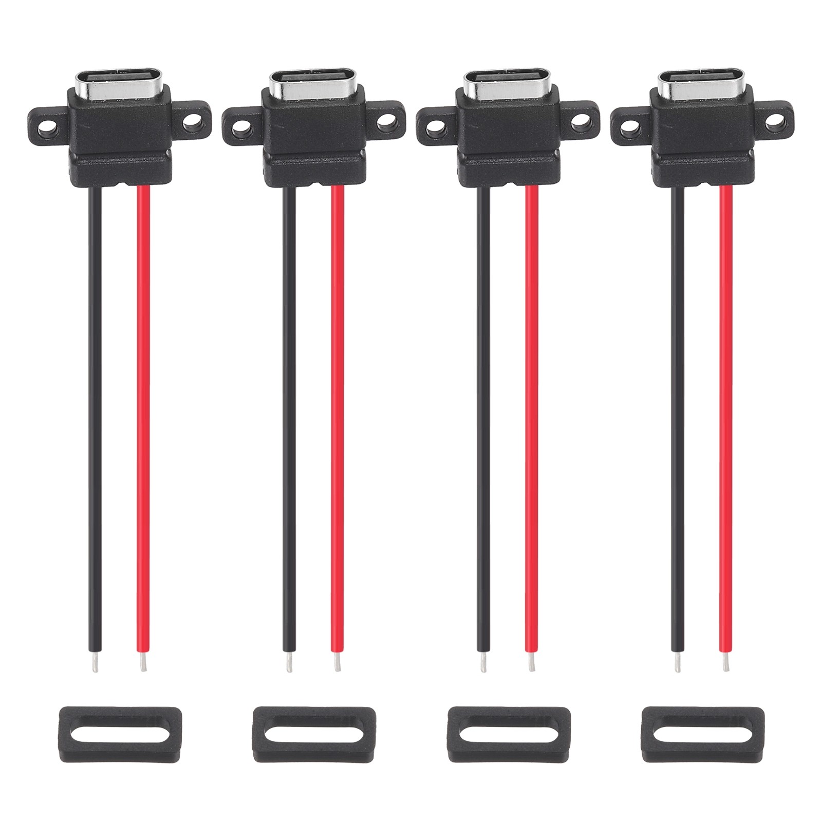 4Pack Type-C Female USB-C Plug to 2 Pin Bare Wire Connector(Horizontal Terminal)