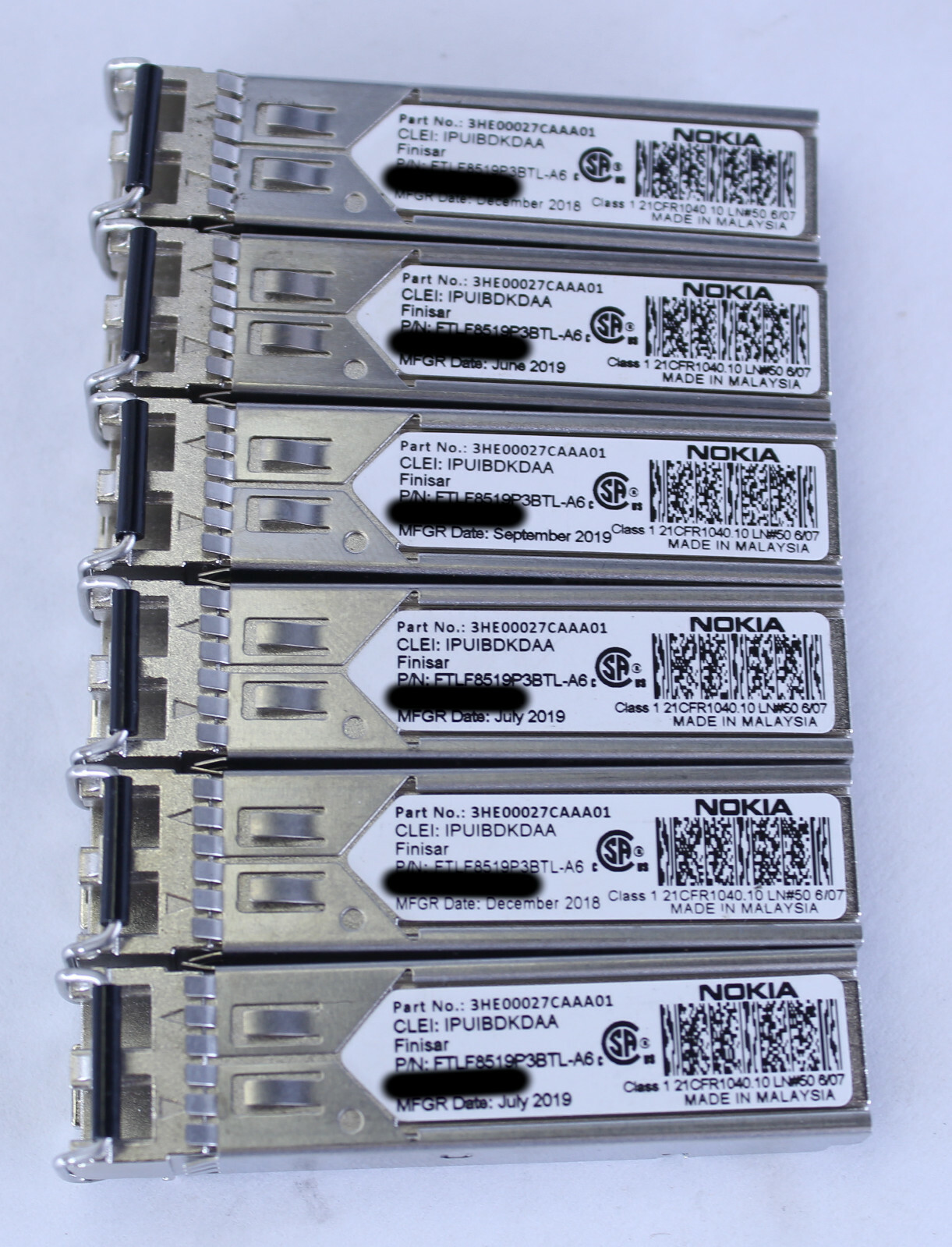 Lot of 6 Nokia Finisar 3HE00027CAAA01 FTLF8519P3BTL-A6 IPUIBDKDAA Transceiver