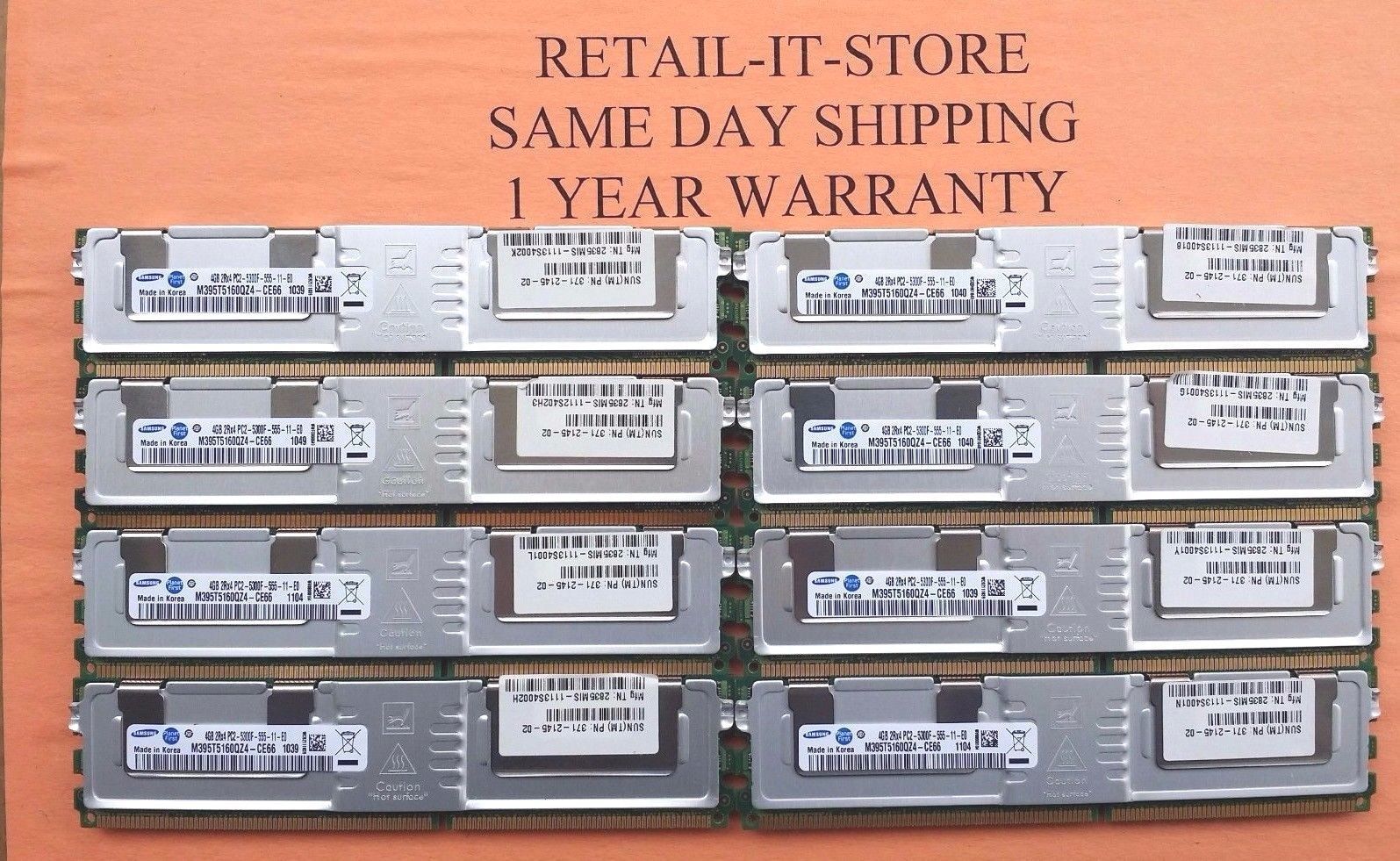 32GB(8X4GB)MEMORY APPLE MAC PRO 3.1 WORKSTATION 2008 MA970LLA 1 YEAR WARRANTY