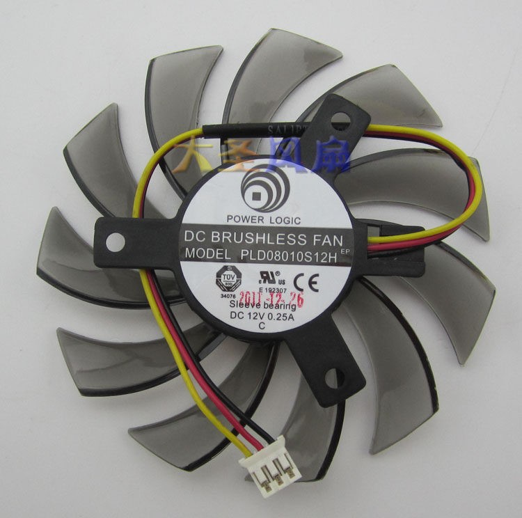 New For Gigabyte 8CM Graphics Card Fan PLD08010S12H 12V 0.25A 3-wire Long Cable