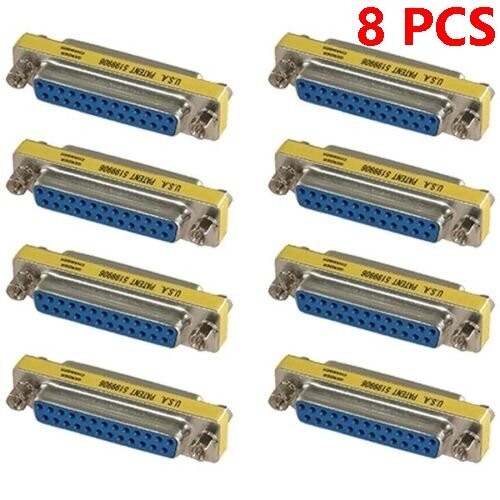 8x 25 Pin D-SUB DB25 Female to Female Mini Gender Changer Coupler Gold Plated