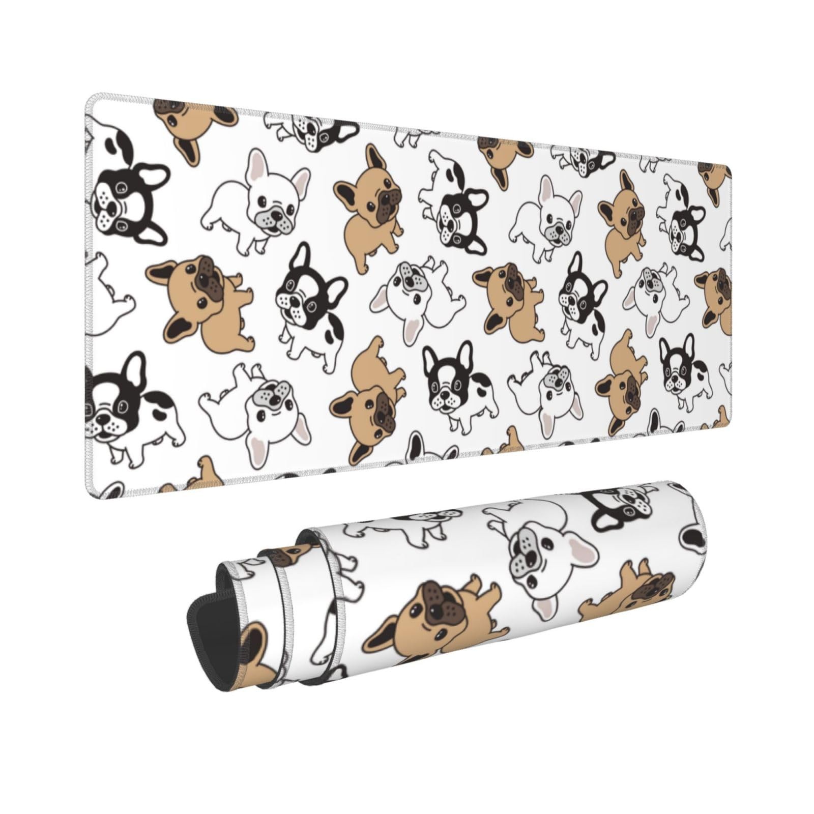 French Large Gaming Pad 31.5x11.8 Inches - Non-Slip Waterproof Base, Stitched...