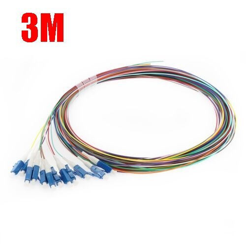 3M 12-Core LC/UPC Singlemode Fiber Optic Optical Pigtail Cable LSZH Multicolor