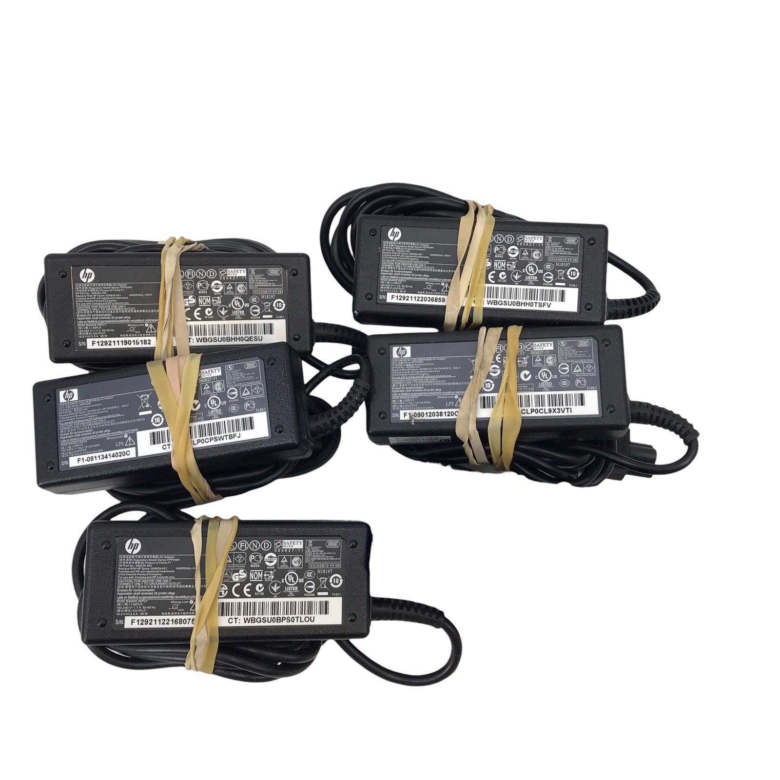 HP PPP009H AC Adapters 65W 18.5V Power Supply 608425-002 Lot Of 5 #L4535