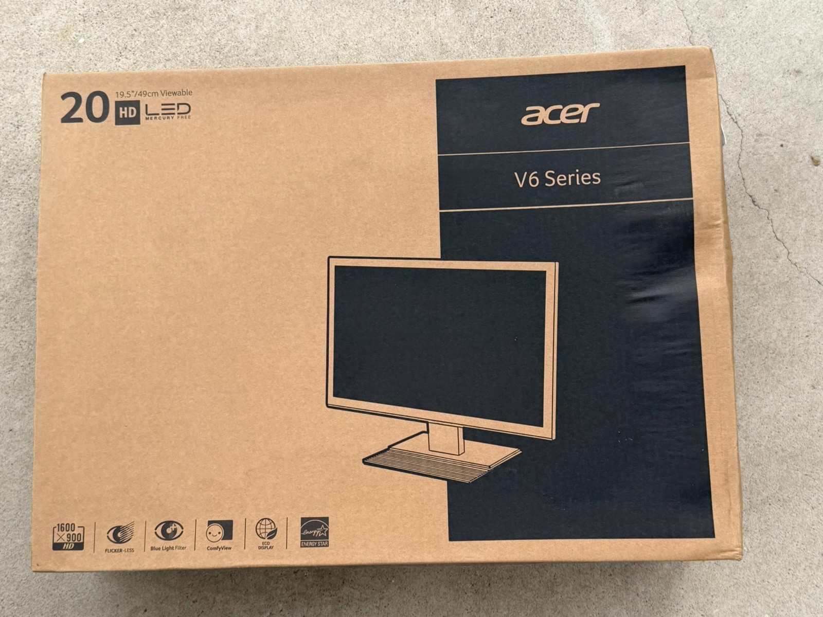 NIB 2019 Acer V6 Series 19.5" LCD Montior Full HD V206HQL Damaged  box