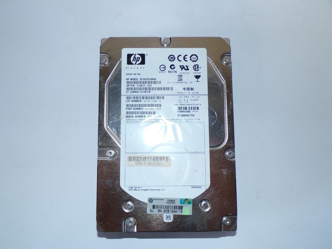 HP Invent 600GB 15K SAS 3.5" Hard Drive ST3600057SS EF0600FARNA 516810-003