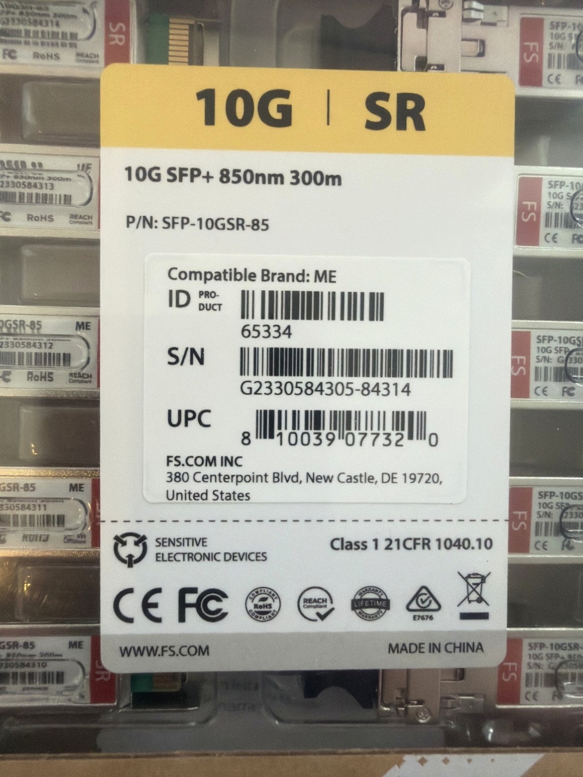 FS SFP-10GSR-85 10GBASE-SR SFP+ 10G 850nm LC 300m MMF DOM New Sealed
