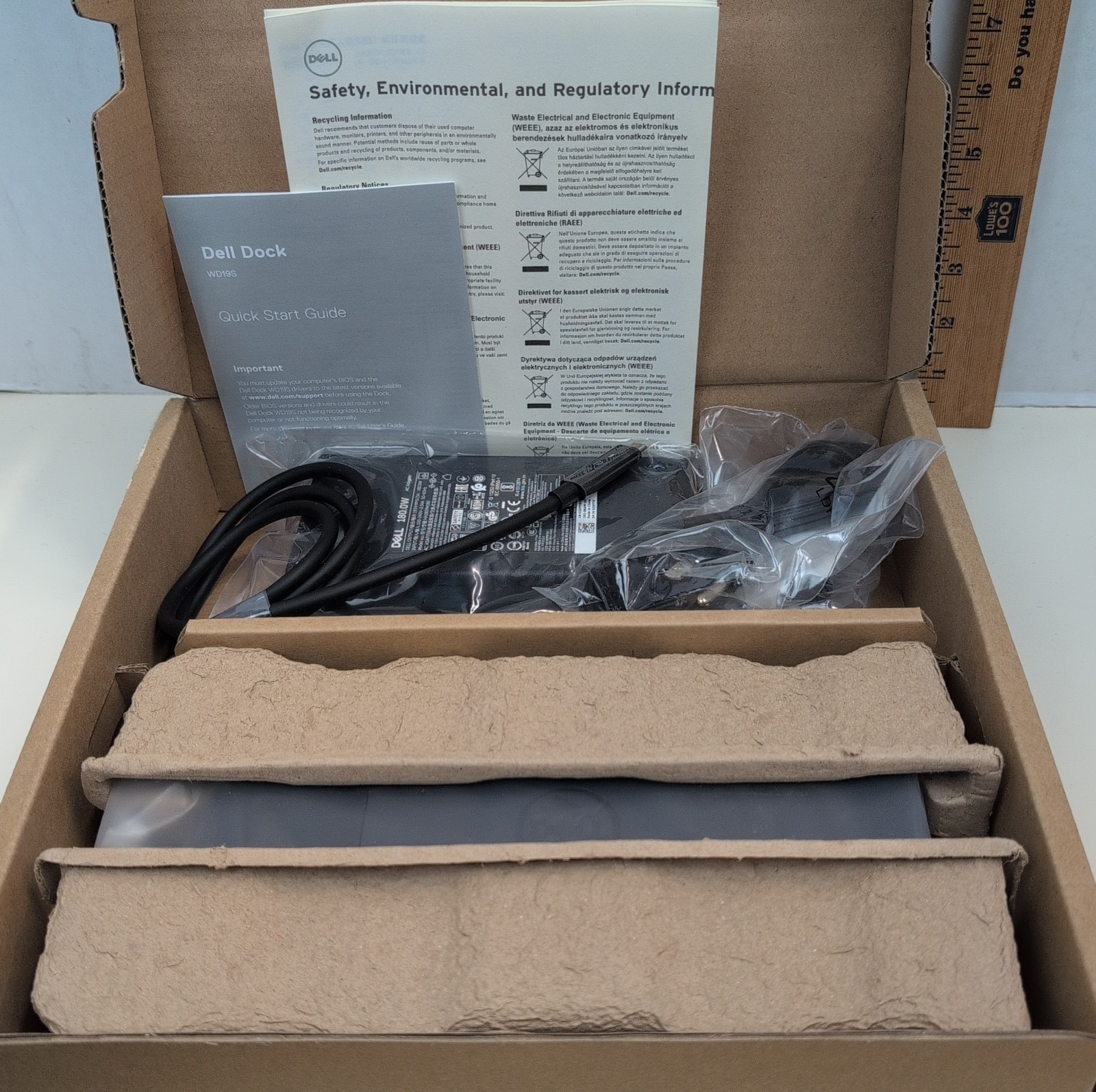 Dell WD19S 180W USB C Docking Station AC Adapter Open Box Complete DisplayPort