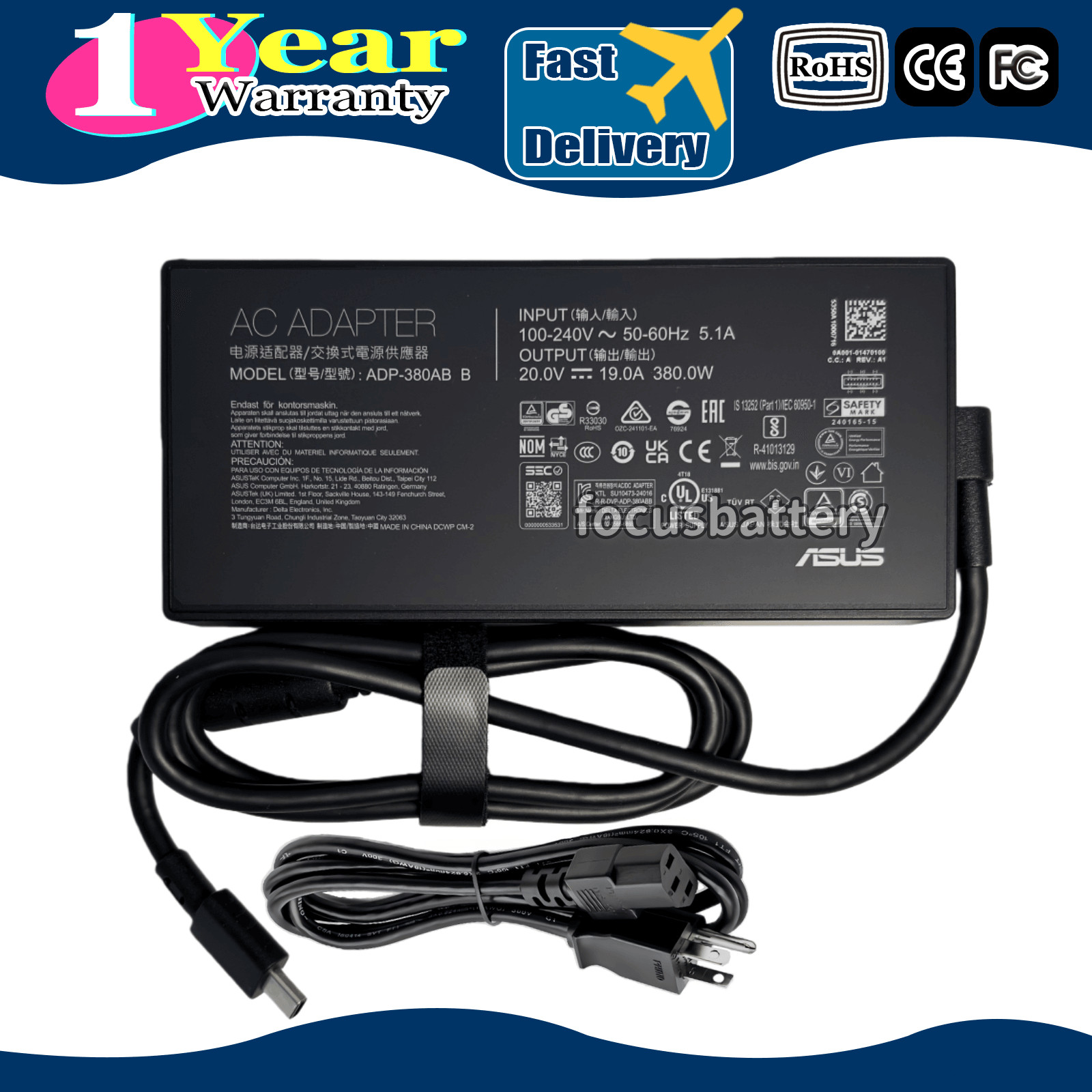 New Original 380W ADP-380AB B Charger for Asus ROG Strix G18 (2025) G815 G815LW