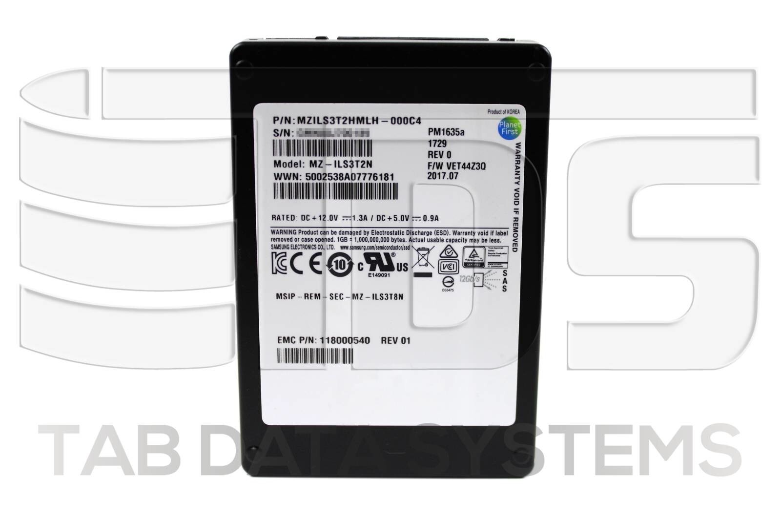 EMC Isilon 005052279 3.2TB 2.5" 6Gbps SAS SSD 118000540-01 for F800 Node 