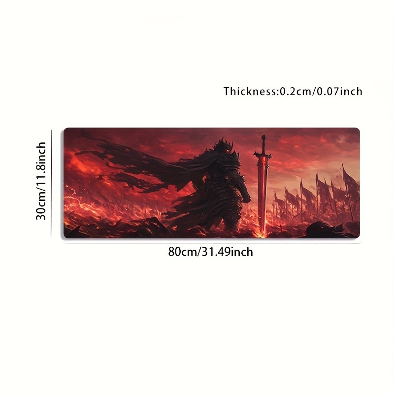 1pc Large-sized Esports Gaming Mouse Pad with a Red Flame Battlefield Art Desi