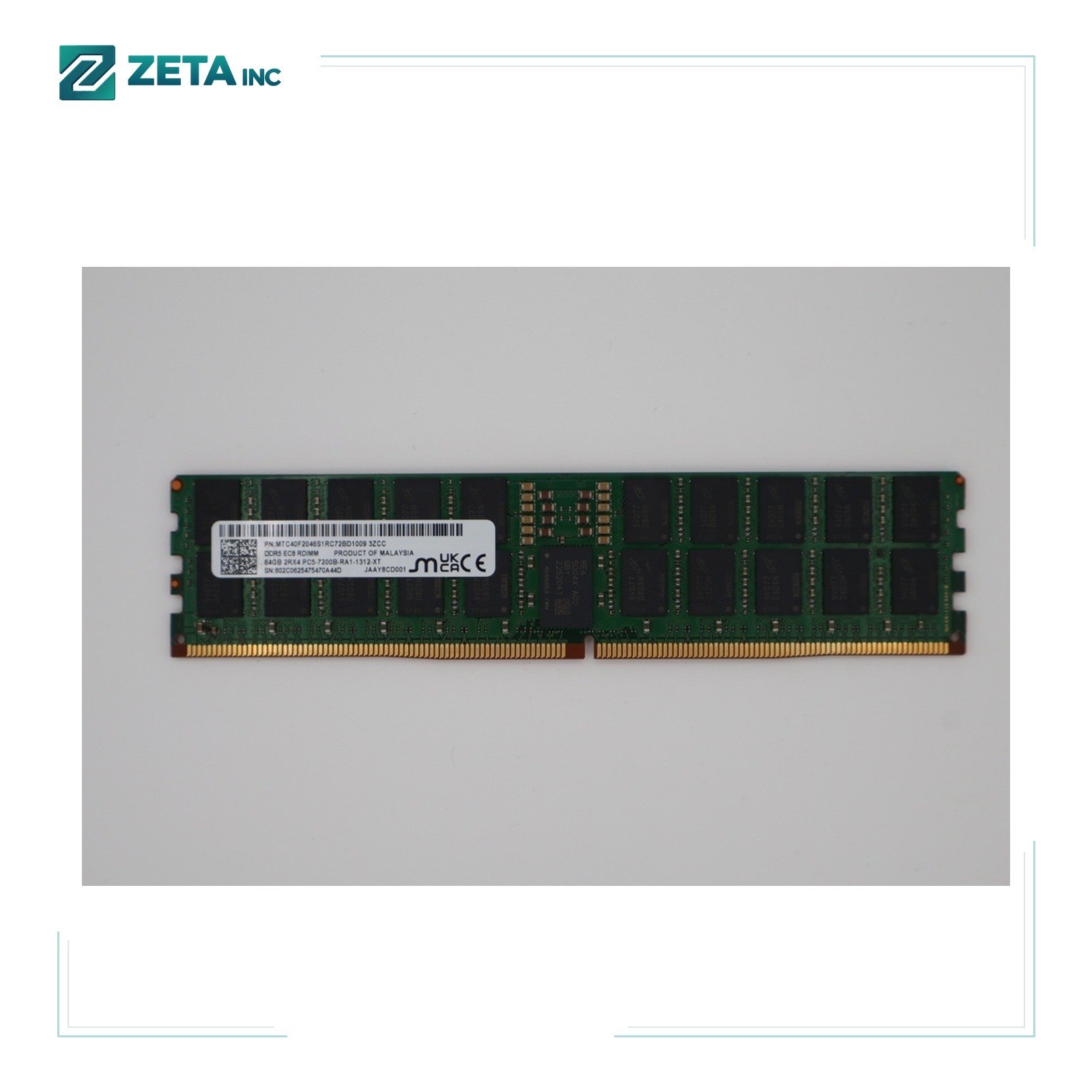 MICRON 64GB (1X64GB) 2RX4 PC5-7200B RDIMM MEMORY  MTC40F2046S1RC72BD1