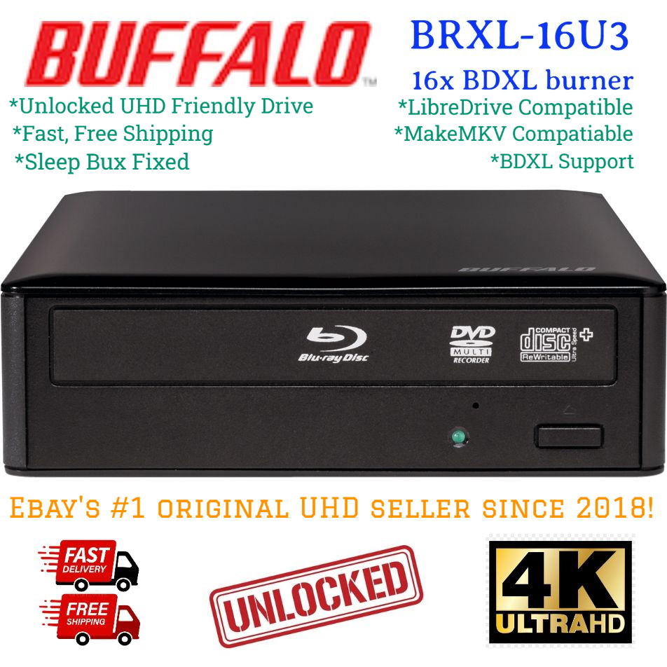 External Buffalo BRXL-16U3 Blu-ray drive - Unlocked - 4K, Ultra HD, UHD Friendly