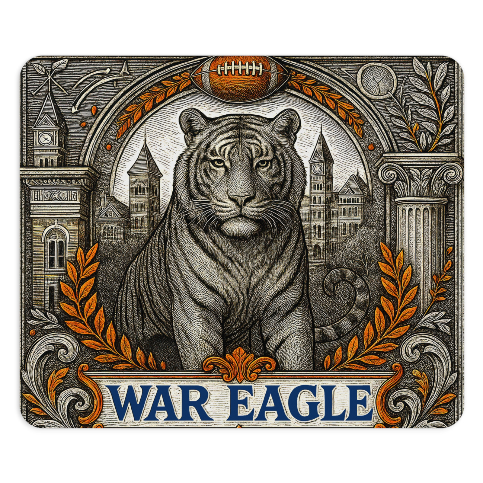 War Eagle Tiger Mouse Pad Auburn Fan Desk Mat Natural Rubber Polyester ArtCondit
