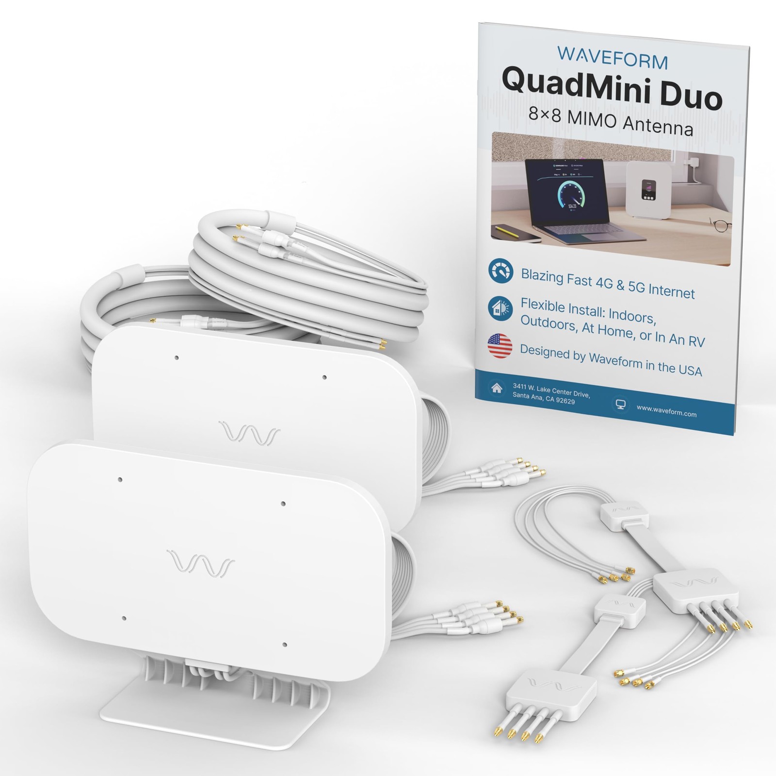Waveform QuadMini Duo: Low-Profile Omni 8x8 MIMO Antenna Kit, Complete Kit