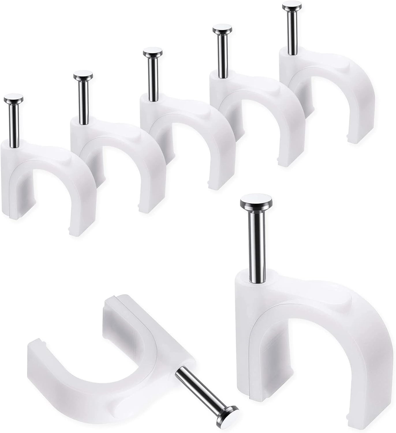 100 Pcs 10Mm Cable Clips with Steel Nails, Wire Management Organizer Coax White