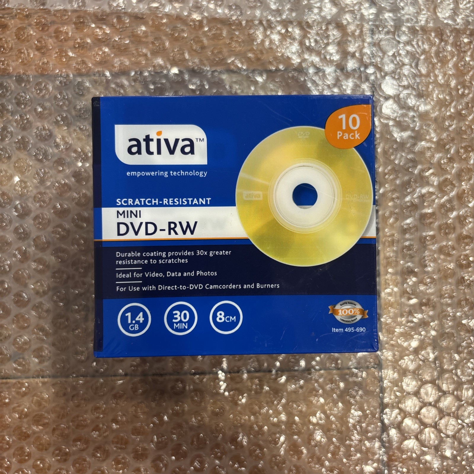 Ativa Mini DVD-RW 10 Pack 1.4GB 30 Min 8cm Camcorder Handycam Blank Discs N1