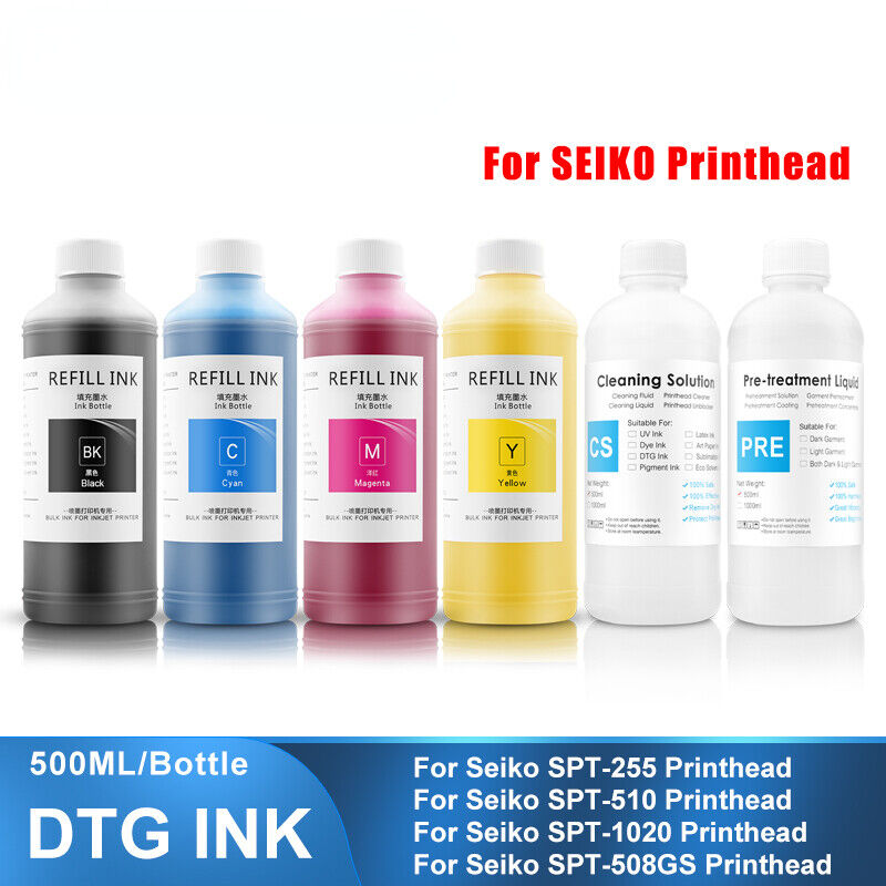 6x500ML DTGInk For Seiko SPT-255 SPT-510 SPT-1020 SPT-508GS 508GS 1020 Printhead