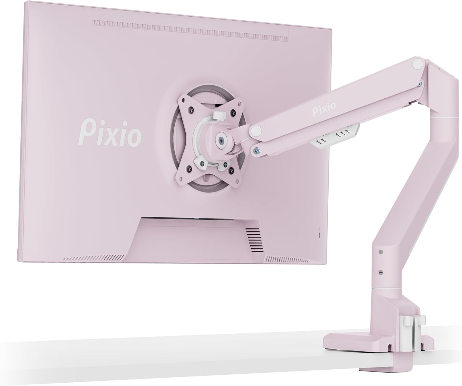 Pixio PS1S Wave Pink Single Monitor Arm Stand Desk Mount - Fits Single, 