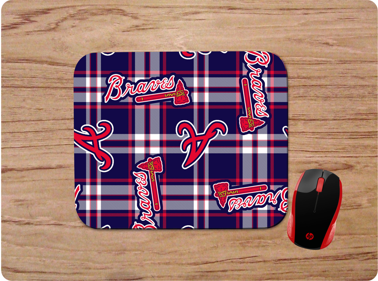 ATLANTA BRAVES PLAID CUSTOM DESIGN DESK PC MOUSE PAD MAT HOME OFFICE GIFT