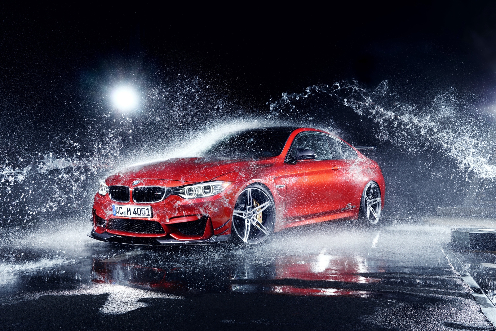 Cars 2015 ac schnitzer bmw m 4 coupe racing aerodynamics Desk Mat Stitched