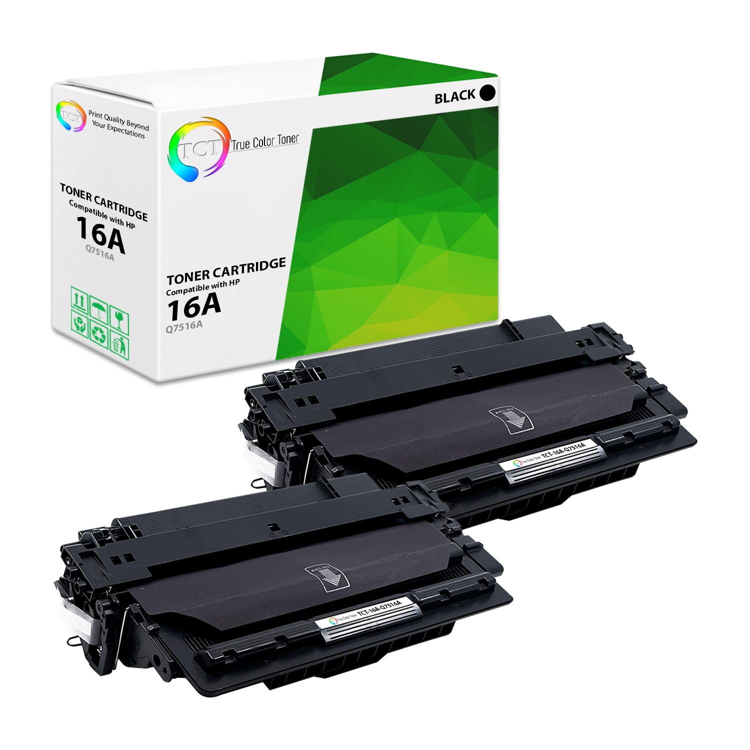 2Pk TCT Premium 16A Q7516A Black for HP LaserJet 5200 5200DTN Compatible Toner