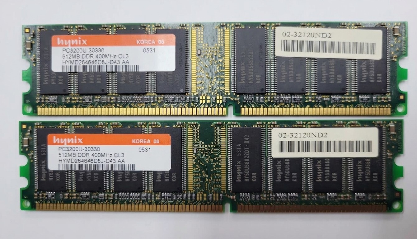 1GB 2x512MB PC3200 HYNIX HYMD264646D8J-D43 AA DDR-400 Ram Memory Kit DDR1 DIMM