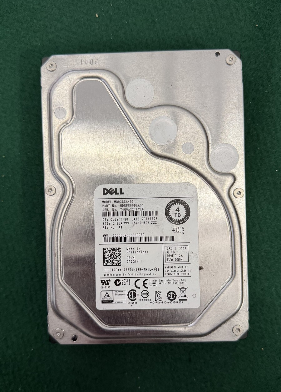 Dell 12GYY 4TB 7200RPM 3.5" SAS  MG03SCA400 HDD