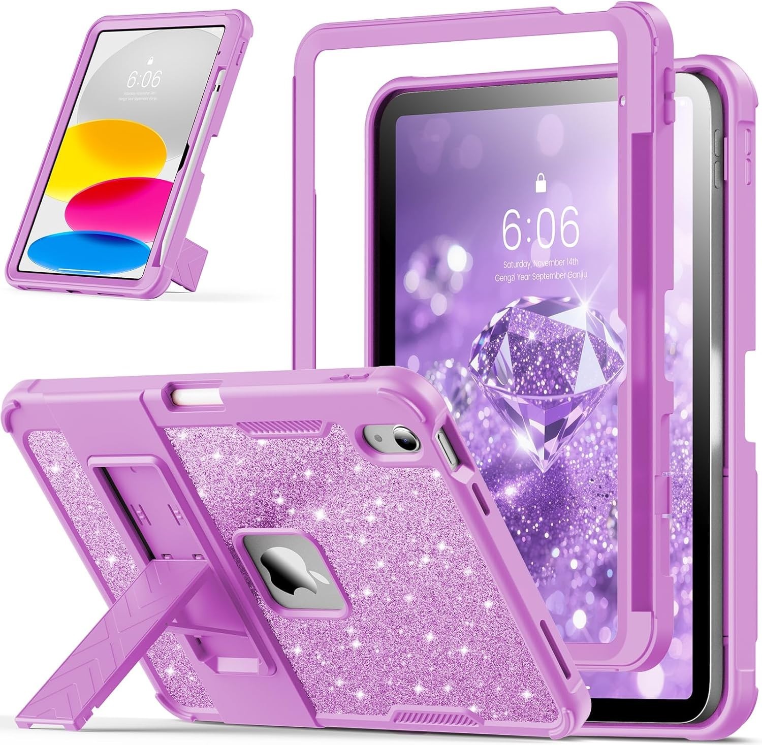 Case for iPad A16 11 inch 11th Generation, Heavy Duty Shockproof with Kickstand