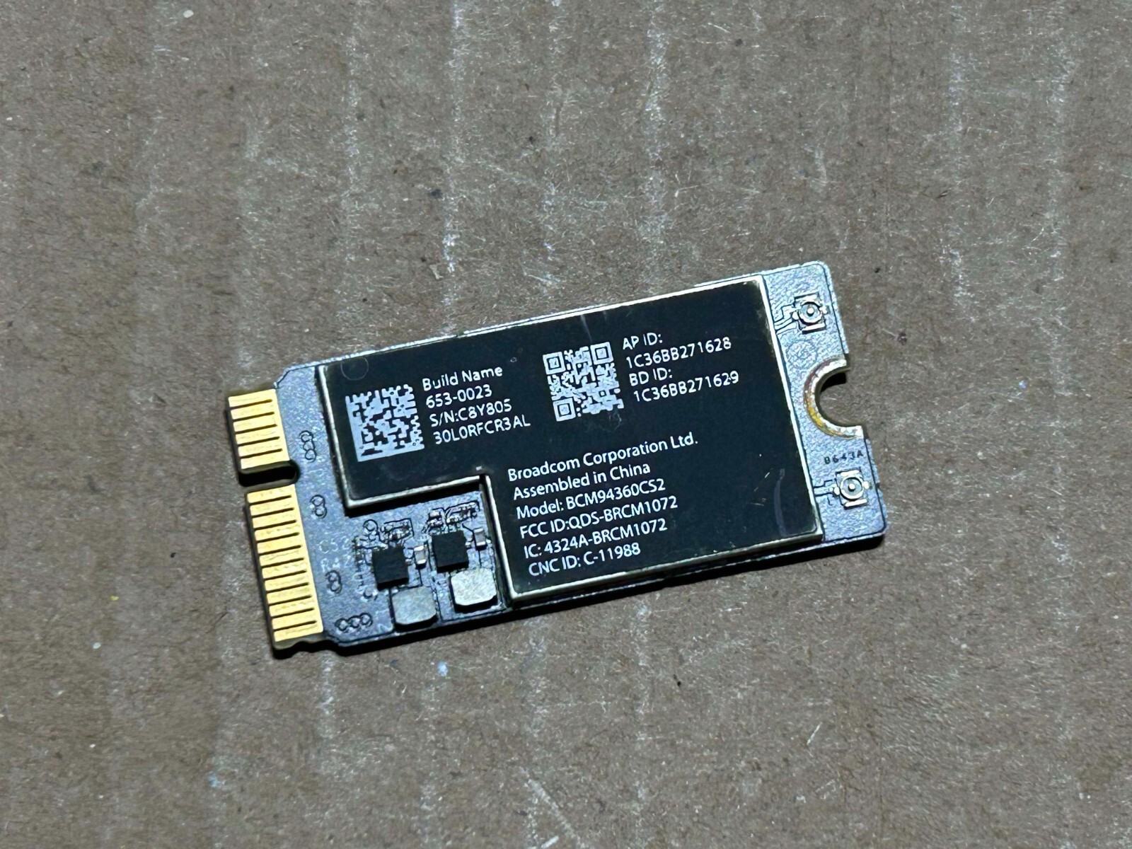 OEM MacBook Air 13" A1466 2013-2017 Wireless Airport Bluetooth Card 653-0023