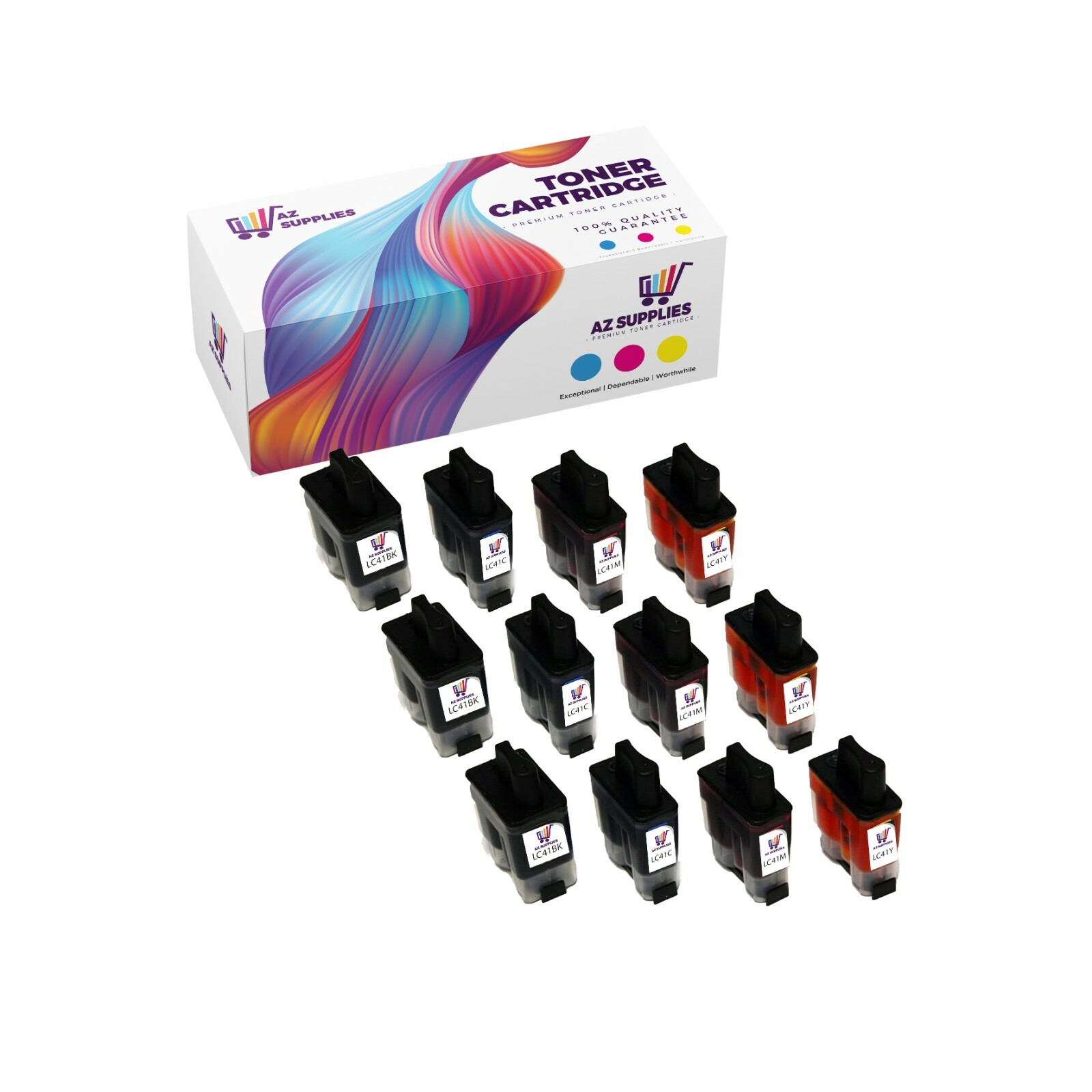 12PK/CMYK3SET LC41BK LC41C LC41M LC41Y Ink Cartridges Brother DCP-110C Fax 2440C