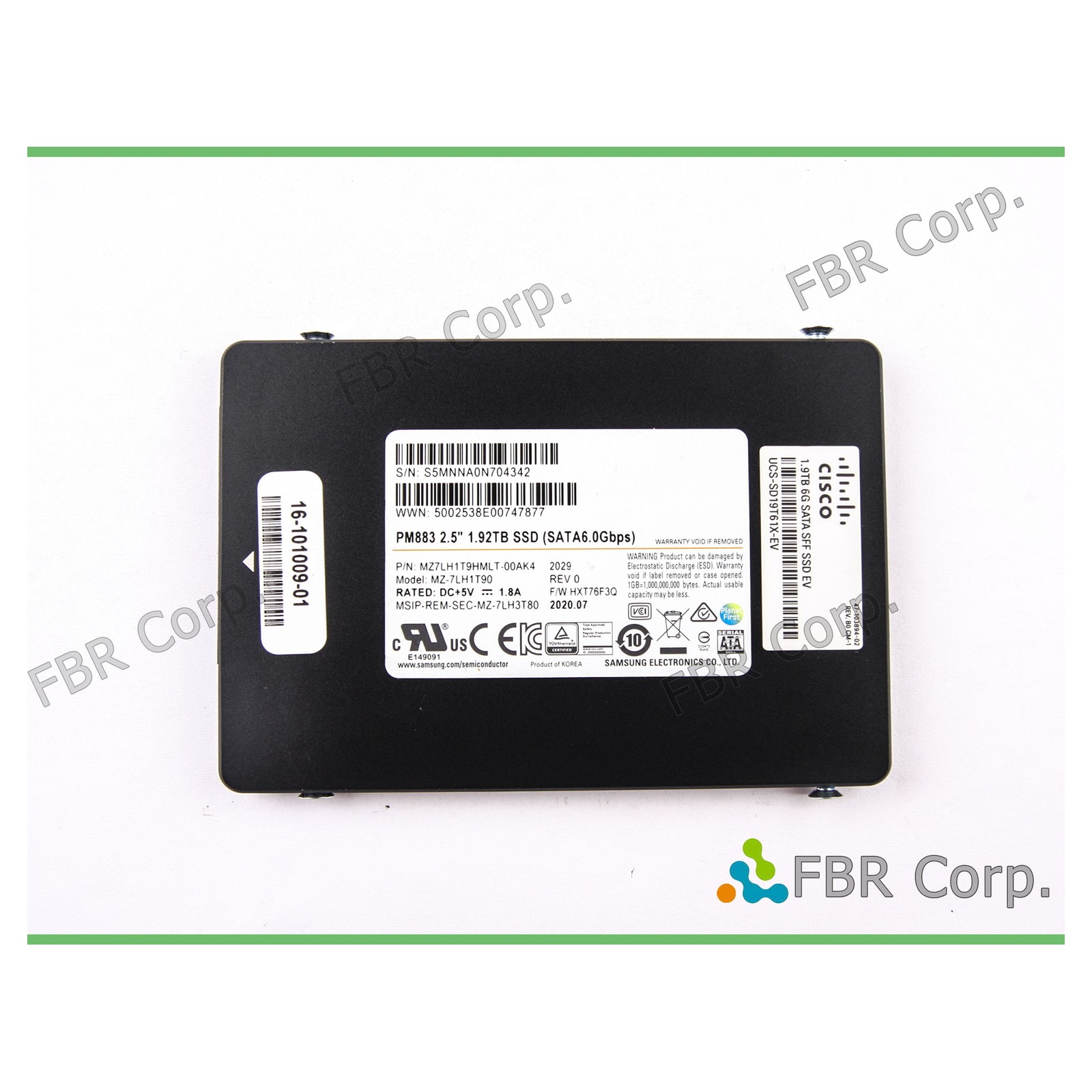 99% Samsung Cisco 1.92TB PM883 MZ-7LH1T90 2.5" SATA III 6Gb/s TLC PLP Tbw SSD