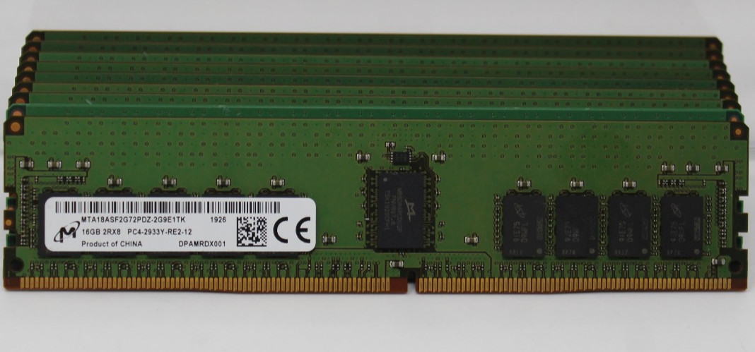 Lot of 9 Micron 16 GB DDR4 2993Y MTA18ASF2G72PDZ Server Memory