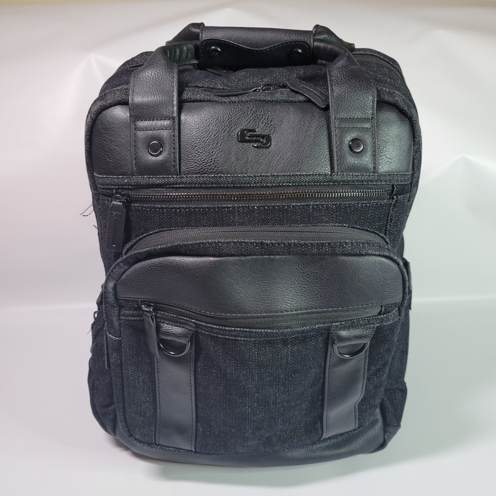 Solo Bradford Executive Collection Black Gray Denim Backpack 15" Laptop Bag