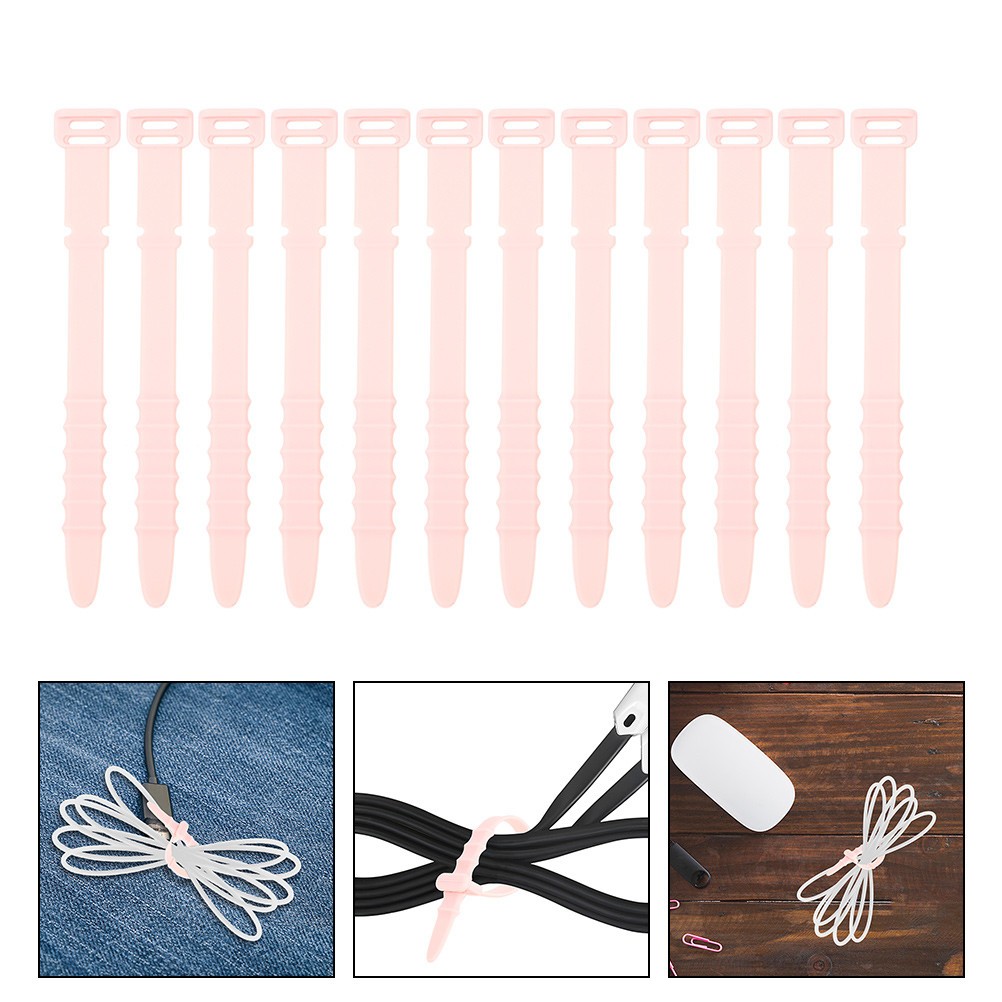 12Pcs Silicone Cable Winders for Cable Organizer Pink