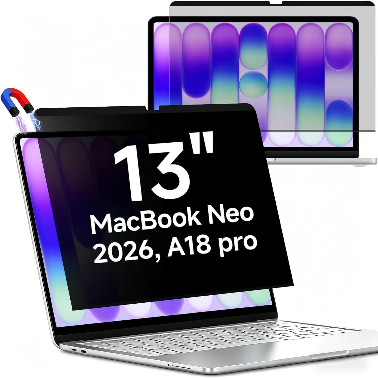 Magnetic Privacy Screen for MacBook Neo 13 Inch - Anti-Glare Blue Light Blocker