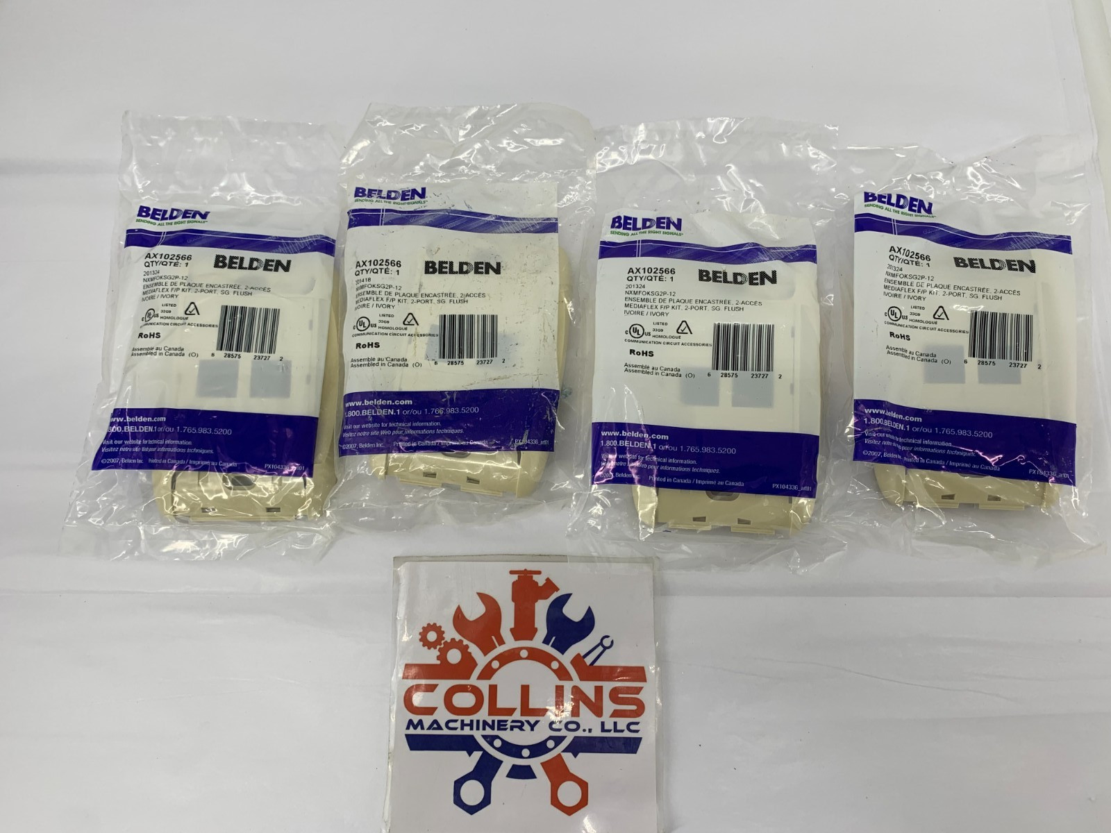 Belden AX102566 NXMFOKSG2P-12 Mediaflex F/P Kit 2-Port Single Flush 4/PKG