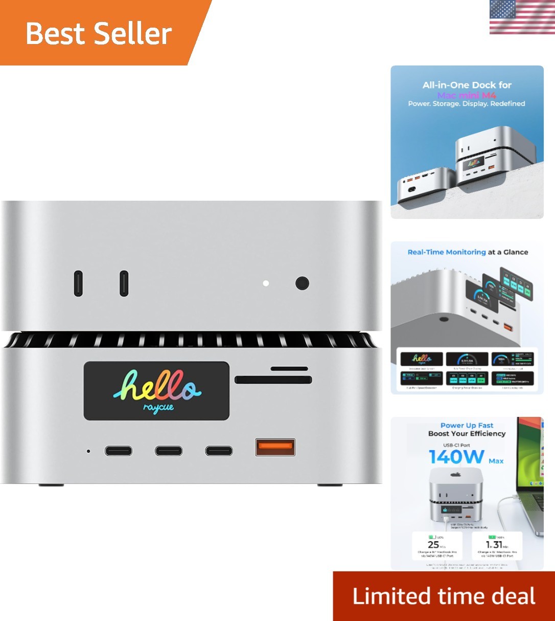 Ultimate Mac Mini M4 Docking Station with SSD Enclosure & 165W Fast Charging