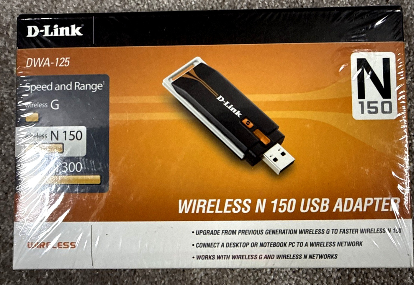 D-Link N150 Wireless USB Adapter Dongle DWA-125 New Sealed