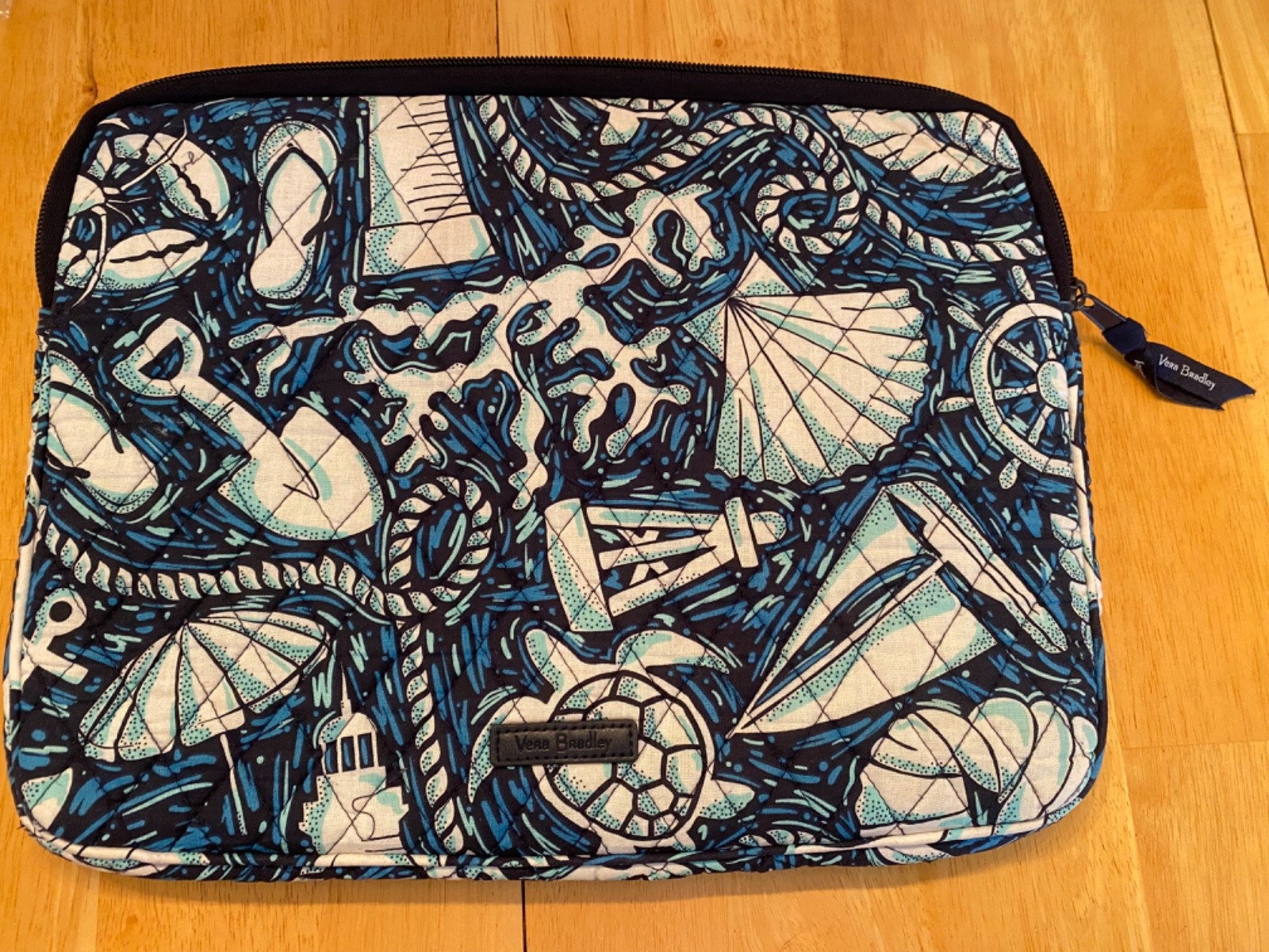 Vera Bradley Quilted Padded Laptop Sleeve 13.5" SHORE ENOUGH SHELLS